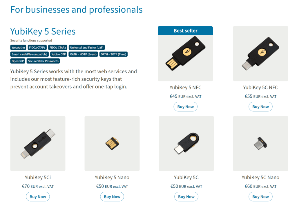 YubiKey 5 Series Produktbild