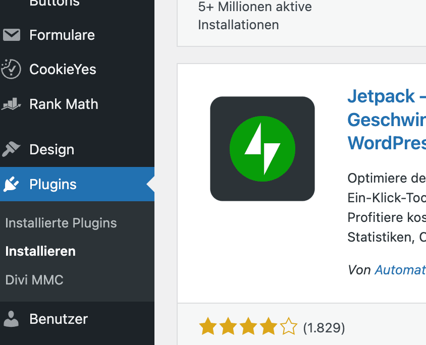 WordPress Plugin Installieren Menu